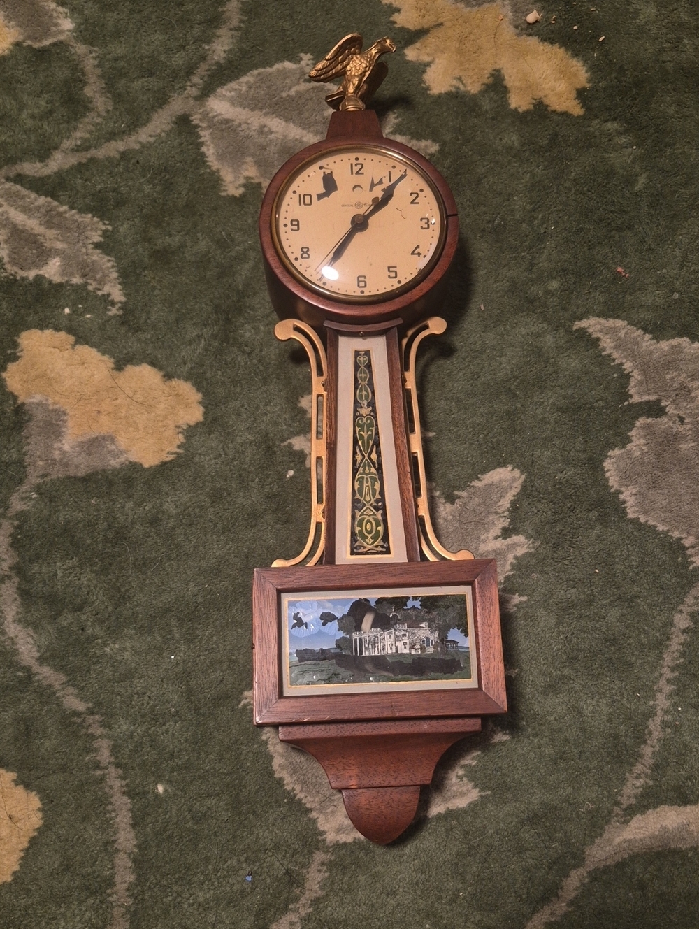 Brown and Gold Banjo Wall Clock with Eagle Finial - Classic Home Accent